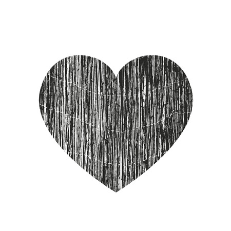 Isolated distress grunge heart with wooden texture. Element for greeting card, Valentine s Day, wedding. Creative concept. Vector illustrationのイラスト素材