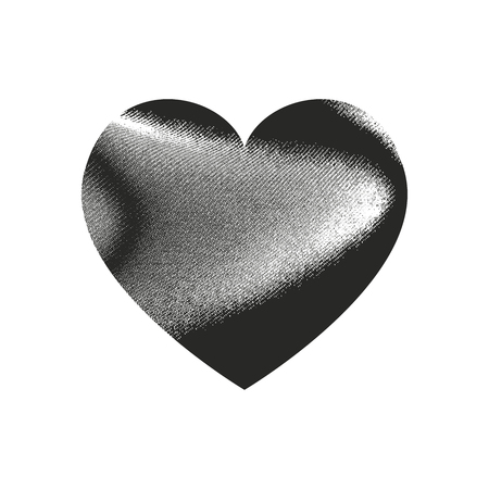 Isolated distress grunge heart with fabric texture. Element for greeting card, Valentine s Day, wedding. Creative concept. Vector illustrationのイラスト素材