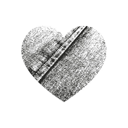Isolated distress grunge heart with fabric texture. Element for greeting card, Valentine s Day, wedding. Creative concept. Vector illustrationのイラスト素材