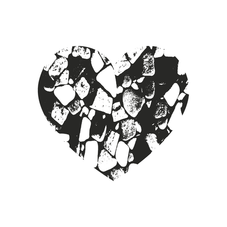 Isolated distress grunge heart with mosaik texture. Element for greeting card, Valentine s Day, wedding. Creative concept. Vector illustrationのイラスト素材