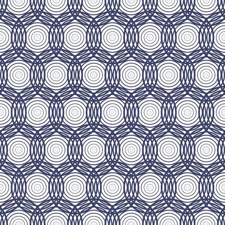 Abstract vector geometric seamless pattern with circles. Ornamental blue backgroundのイラスト素材
