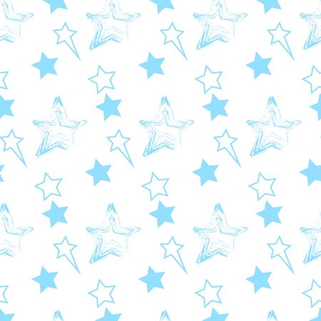 Abstract vector geometric seamless pattern with stars. Colored background. Wrapping paper. Print for interior design and fabric. Kids colorful background. vintage and retro style.のイラスト素材