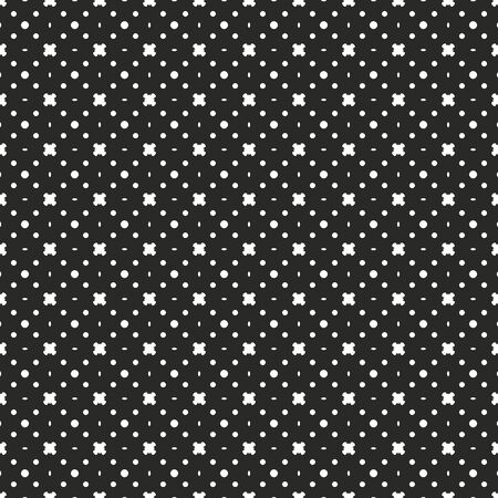 Abstract vector geometric seamless pattern with dotes and flowers. Monochrome background. Wrapping paper. Print for interior design and fabric. Kids colorful background. vintage and retro style.のイラスト素材