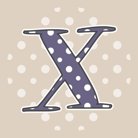Cute dotted letter X isolated on beige background. Vector illustration. Element for design. Kids alphabet.のイラスト素材