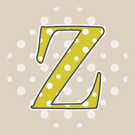 Cute dotted letter Z isolated on beige background. Vector illustration. Element for design. Kids alphabet.のイラスト素材
