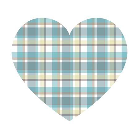Vector heart with horizontal and vertical crossed stripes pattern isolated on white background.のイラスト素材