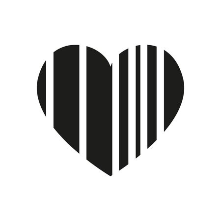Vector heart with vertical stripes pattern isolated on white background.のイラスト素材