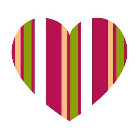 Vector heart with vertical stripes pattern isolated on white background.のイラスト素材