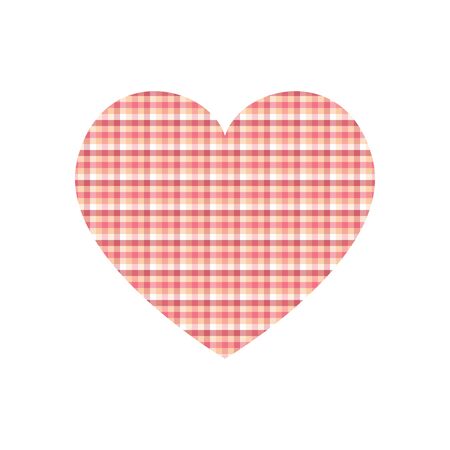 Vector heart with horizontal and vertical crossed stripes pattern isolated on white background.のイラスト素材