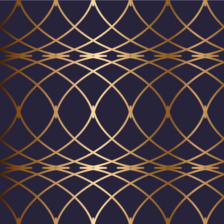 Abstract vector ornamental seamless golden pattern. Blue background.