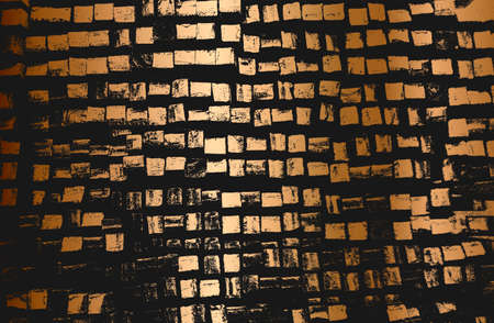 Distressed overlay texture of golden rusted peeled metal. grunge background. abstract halftone...