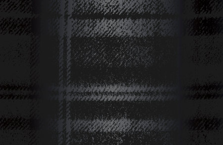 Luxury black metal gradient background with distressed fabric, textile, tartan texture. Vector...