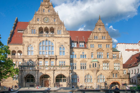 BIELEFELD, GERMANY. JUNE 12, 2021. The old City Hall. Beautiful view of a small german town.のeditorial素材