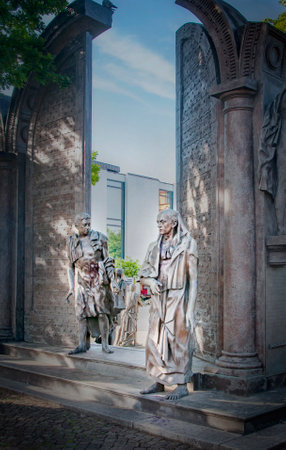 HANNOVER, GERMANY. JUNE 19, 2021. Monument to the Gottingen Seven, a sculpture complex dedicated to seven university professorsのeditorial素材