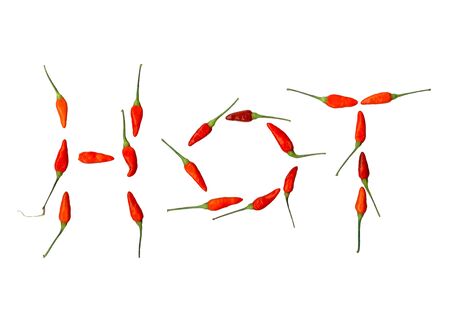 Red chillies spelling the word HOTの写真素材
