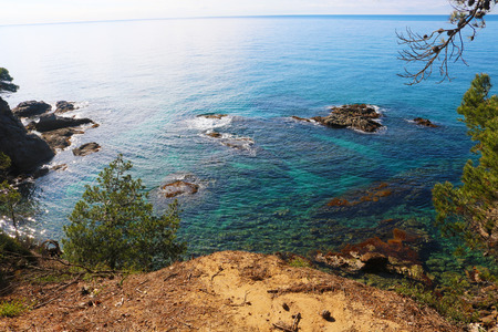 lloret de mar Spain rocks and sand