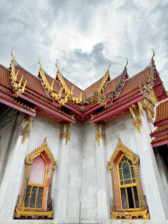 Wat Benchamabophit Dusitwanaram, or commonly known as marble temple, is a famous Buddhist temple carved from white marbles at Dusit District, Bangkok, Thailand.の写真素材