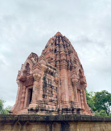 Ruins of the Ayutthaya ancient temple replica in Muang Boran Ancient City, Samut Prakan, Bangkok, Thailand. With its beautiful ornamental detailsの写真素材