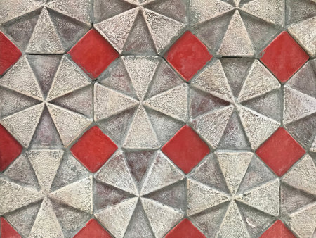 3D Textured ceramic tiles in umbrella pattern and modern geometric shapes.の写真素材
