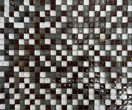 Mozaic art pattern with glass crystal small mozaics in monochromatic color, Black, grey, and white color. Seamless texture.の写真素材