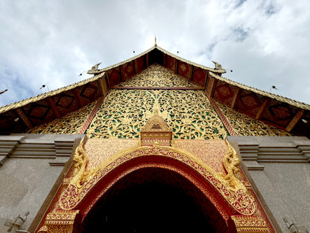 Wat Phra that Doi Suthep, known simply as Doi Suthep. A temple sitting on mountain top at Chiang Mai, Northern Thailand, with shrines and pagoda around the complex.の写真素材