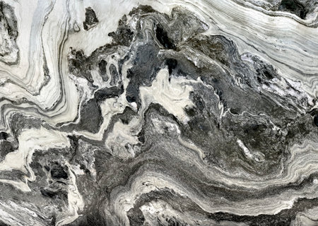 Close up veining of Silver stream marble natural pattern. Panda marble. White, grey, and black...