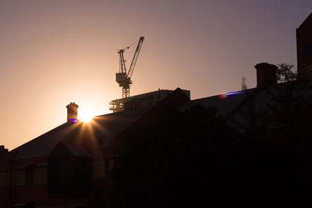 Silhouette of house in Perth city in the morning.の写真素材