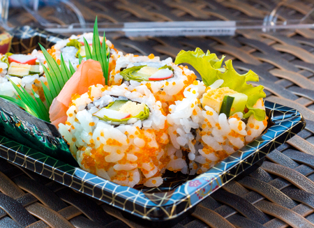 Sushi box of california rollの写真素材