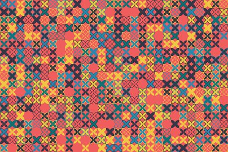 Geometric pattern with colored elements, vector abstract background
