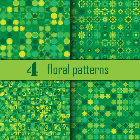 Set of seamless floral pattern with colored elements, vector abstract background, colorful floral backgroundのイラスト素材