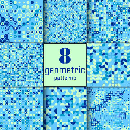 Set of seamless geometric pattern with colored elements, vector abstract background, colorful geometric backgroundのイラスト素材