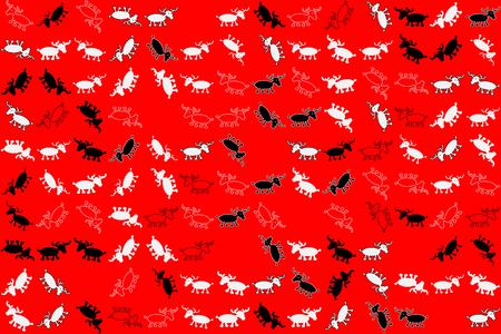 Christmas pattern with beautiful colored elementsのイラスト素材