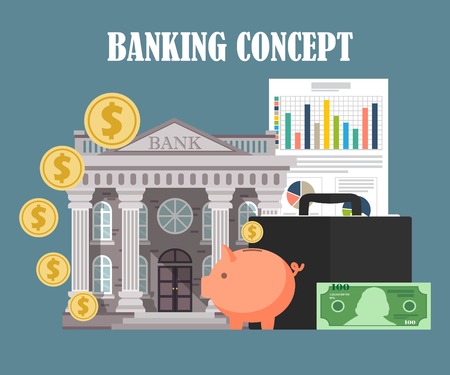 Banking concept in flat design. Vector illustrationのイラスト素材