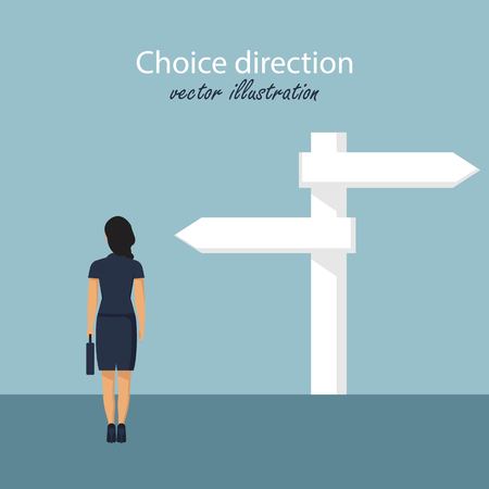 Direction choosing. Choice way concept. Business decision. Vector illustration in flat design.のイラスト素材
