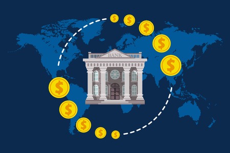 Global economy concept. Vector illustration in flat design.のイラスト素材