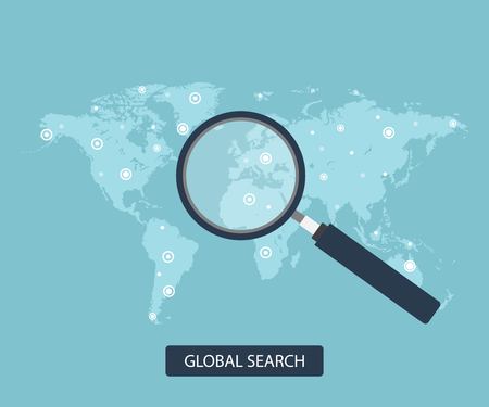 Global search concept. Vector illustration in flat design.のイラスト素材