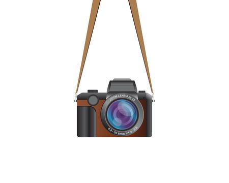 Hanging vintage camera vector illustration isolated on white backgroundのイラスト素材