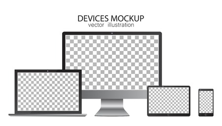 Set of monitor, tablet, laptop, smartphone. Vector illustration in realistic design.のイラスト素材