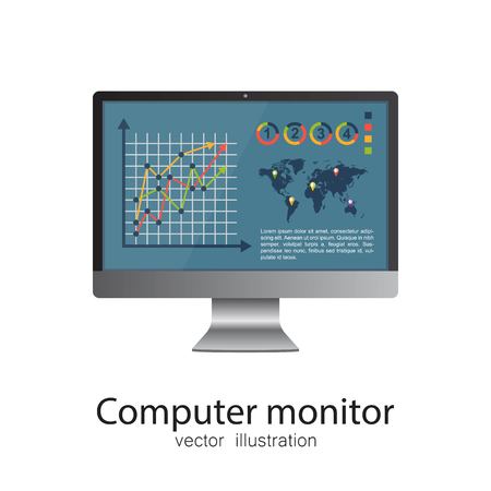 Computer monitor vector illustration isolated on white background.のイラスト素材