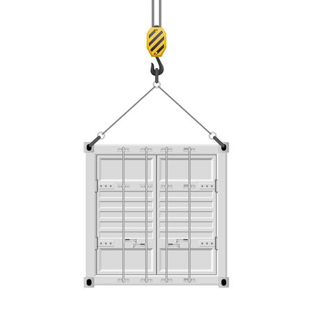 Container hanging on the hook vector illustration isolated on white background.のイラスト素材