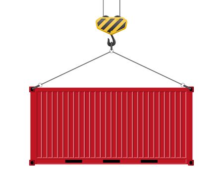 Container hanging on the hook vector illustration isolated on white background.のイラスト素材