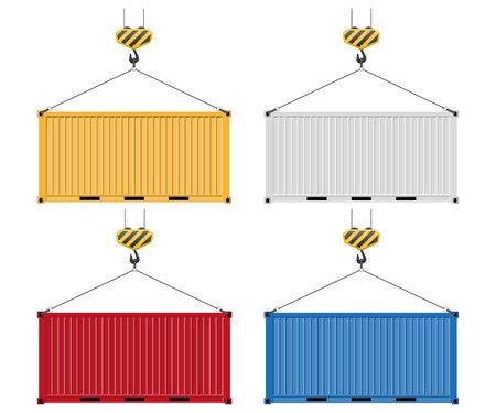 Container hanging on the hook vector illustration isolated on white background.のイラスト素材