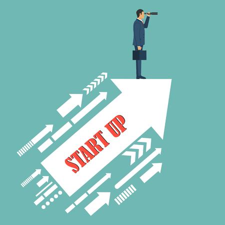 Business concept. Up to succes. Set business direction concept. Vector illustration in flat designのイラスト素材