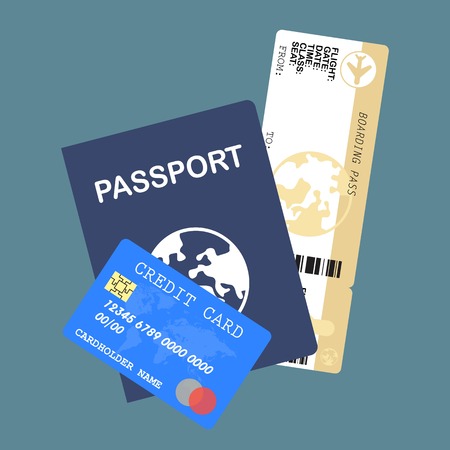 Passport with ticket vector illustration in flat style