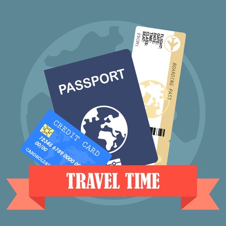 Passport with ticket vector illustration in flat styleのイラスト素材