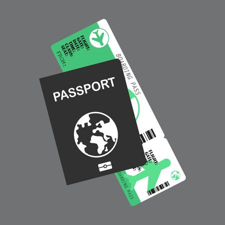 Passport with ticket vector illustration in flat styleのイラスト素材