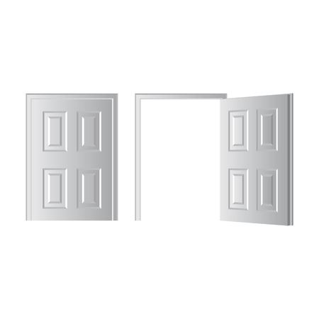 Opened and closed door vector illustration isolated on white background.のイラスト素材