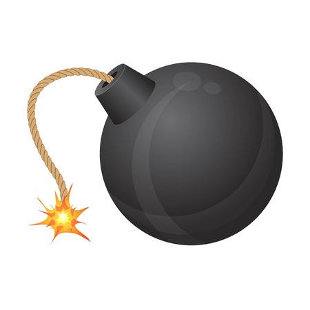 Bomb with burning fuse vector illustration isolated on white backgroundのイラスト素材