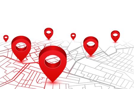 Red pin showing location on gps navigator map. Vector illustrationのイラスト素材