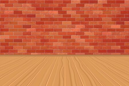 Background of empty room with bricks wall and wooden floorのイラスト素材